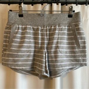 Athletic Works Gray and White Striped Women's Athletic Shorts